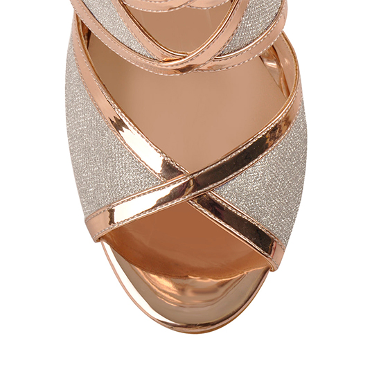 Champagne goud metallic glans glitter uitgesneden sandalen (1)
