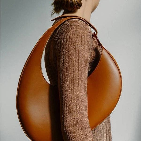 Geometric Faux Leather Bag _ Color_ Brown _ Size_ Os