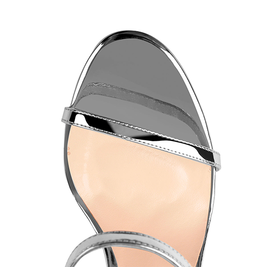 Sandal Kaki Terbuka Stiletto Tali Pergelangan Kaki Perak 10cm yang dibuat khusus (6)